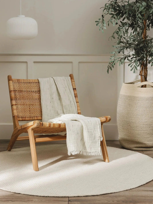 Plaid en Coton fait main JUNE Ivoire - 140x200 cm BENUTA