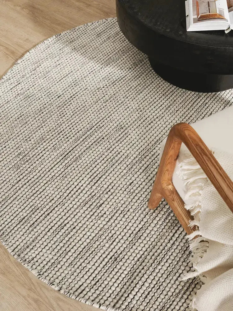 ROCCA - Tapis Rond de laine - Beige et noir BENUTA