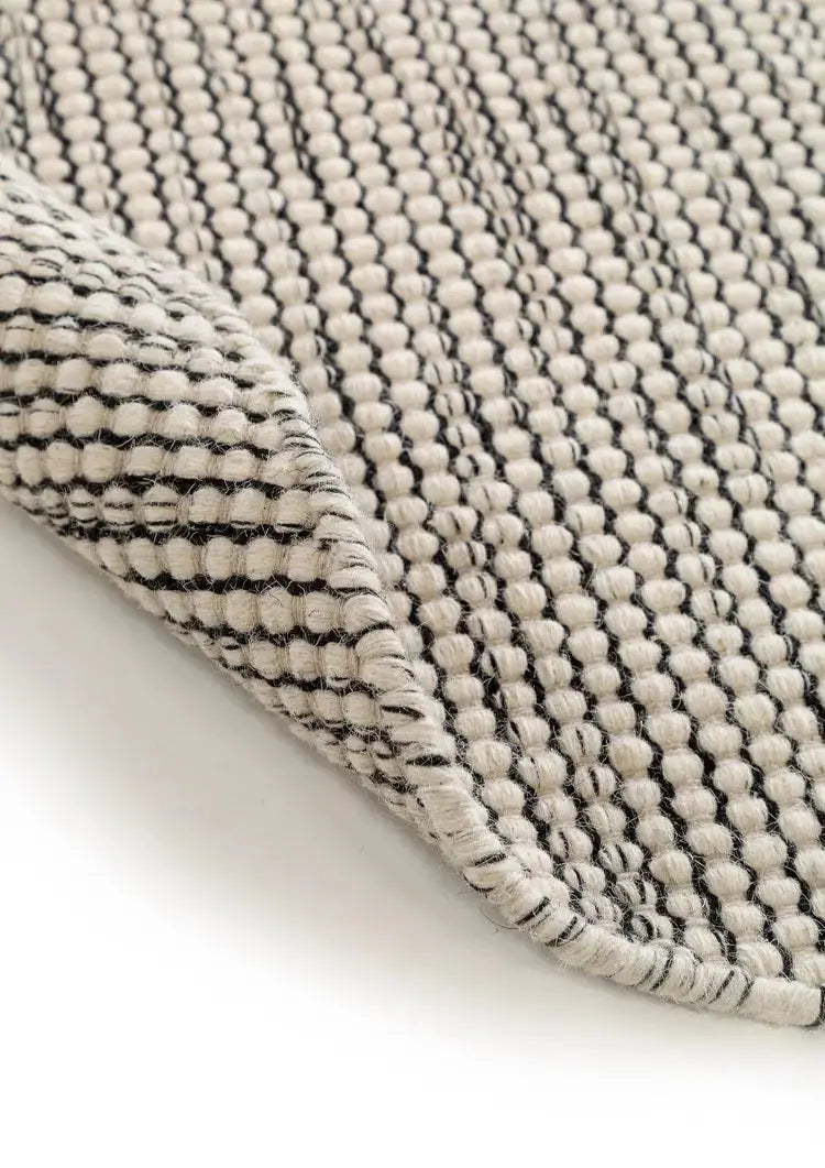 ROCCA - Tapis Rond de laine - Beige et noir BENUTA