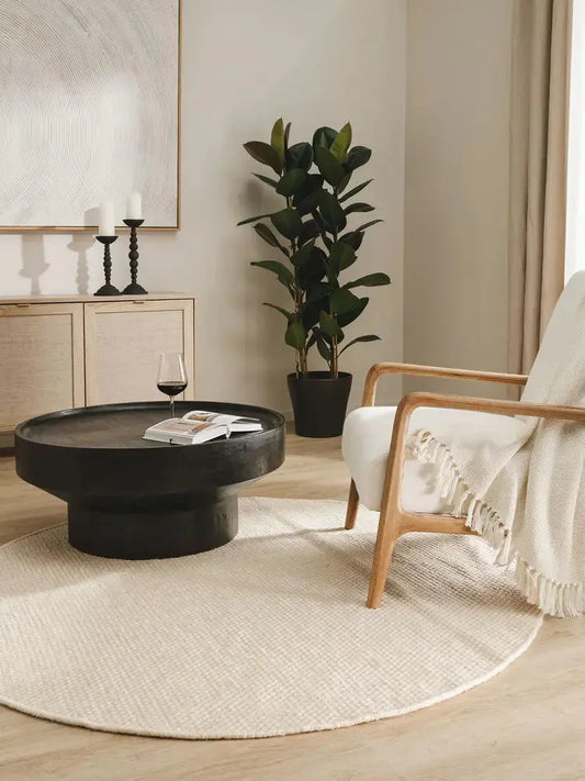 ROCCA - Tapis Rond de laine - Blanc BENUTA