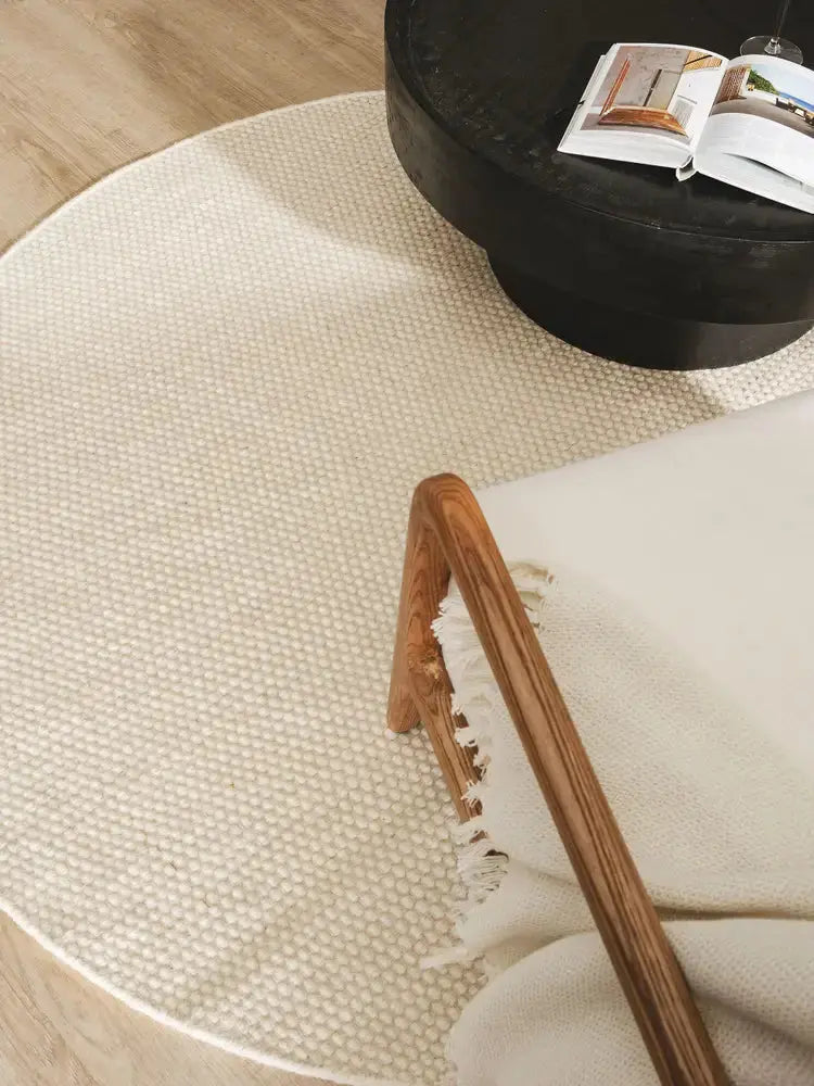 ROCCA - Tapis Rond de laine - Blanc BENUTA