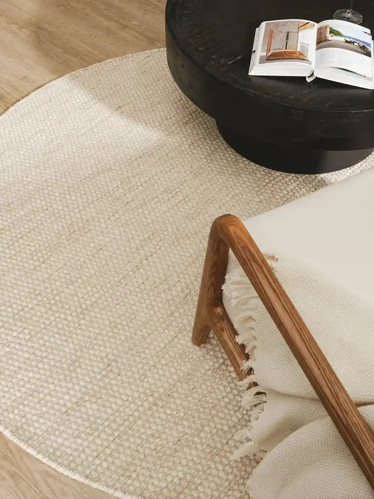 ROCCA - Tapis Rond de laine - Crème BENUTA