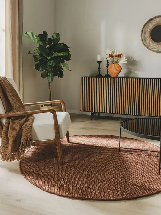 ROCCA - Tapis Rond de laine - Marron BENUTA