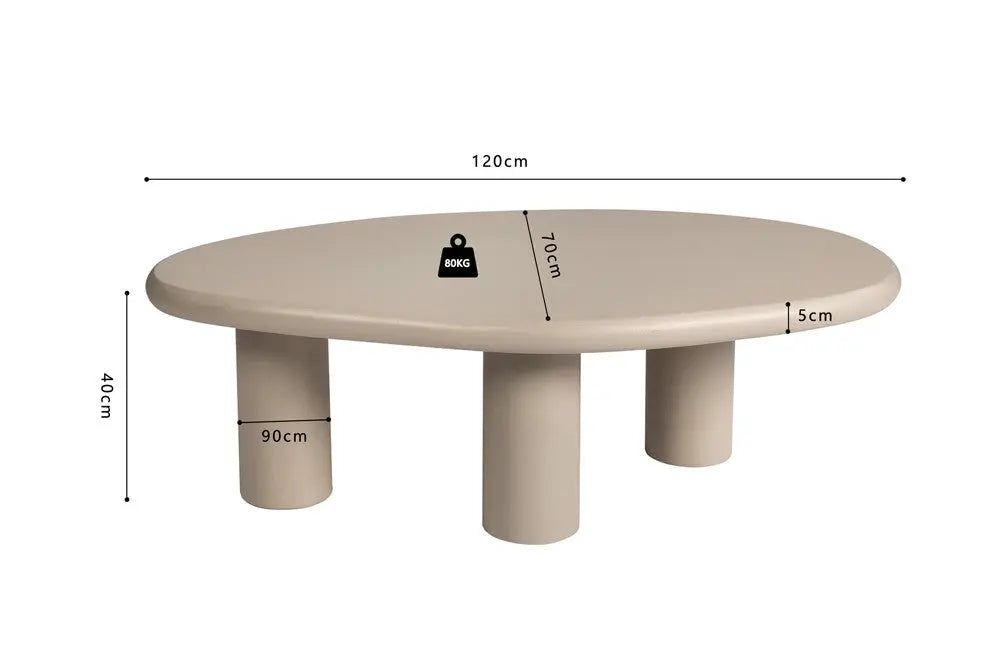 TAVINA - Table Basse Effet Ciment - 120 cm - Ciment Beige ROUSSEAU