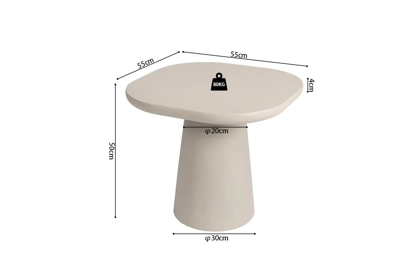 TAVINA - Table Basse Ovale Effet Ciment - 55 cm - Ciment Beige ROUSSEAU