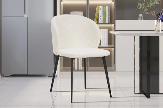 TINA - Chaise de Salle à Manger - 51 x 55 cm - Bouclé Blanc ROUSSEAU