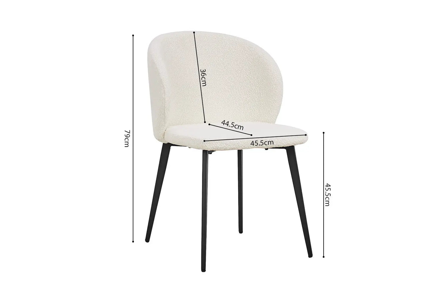 TINA - Chaise de Salle à Manger - 51 x 55 cm - Bouclé Blanc ROUSSEAU