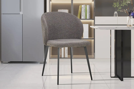 TINA - Chaise de Salle à Manger - 51 x 55 cm - Bouclé Gris ROUSSEAU