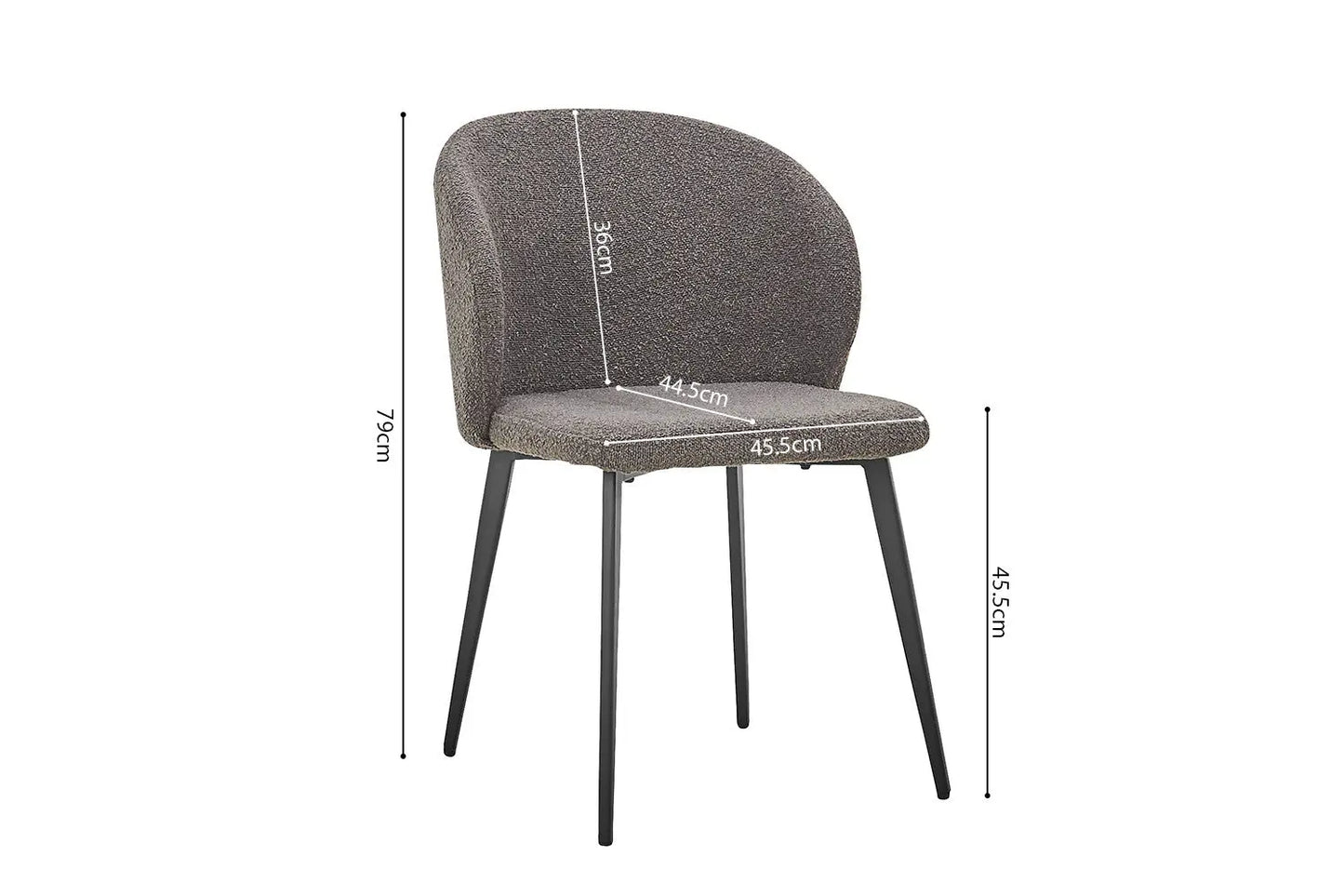 TINA - Chaise de Salle à Manger - 51 x 55 cm - Bouclé Gris ROUSSEAU