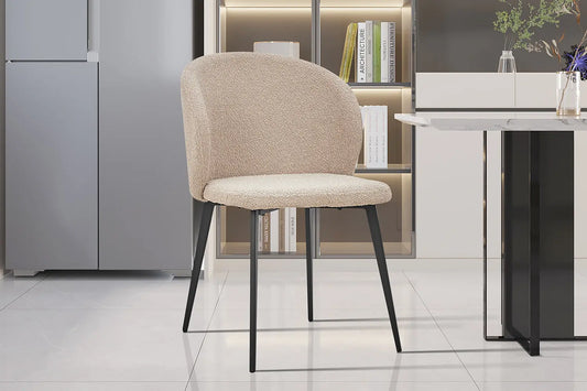 TINA - Chaise de Salle à Manger - 51 x 55 cm - Bouclé Sable ROUSSEAU