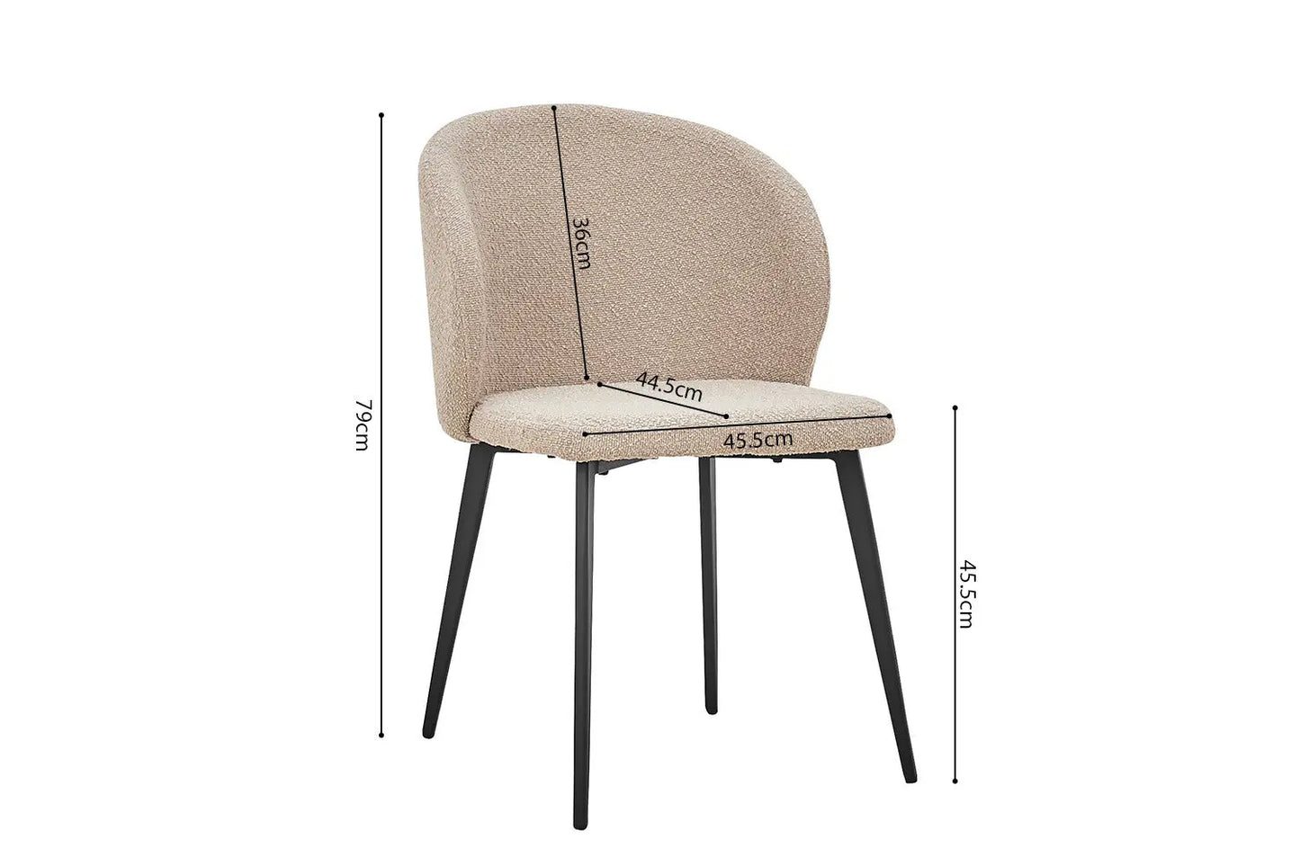 TINA - Chaise de Salle à Manger - 51 x 55 cm - Bouclé Sable ROUSSEAU