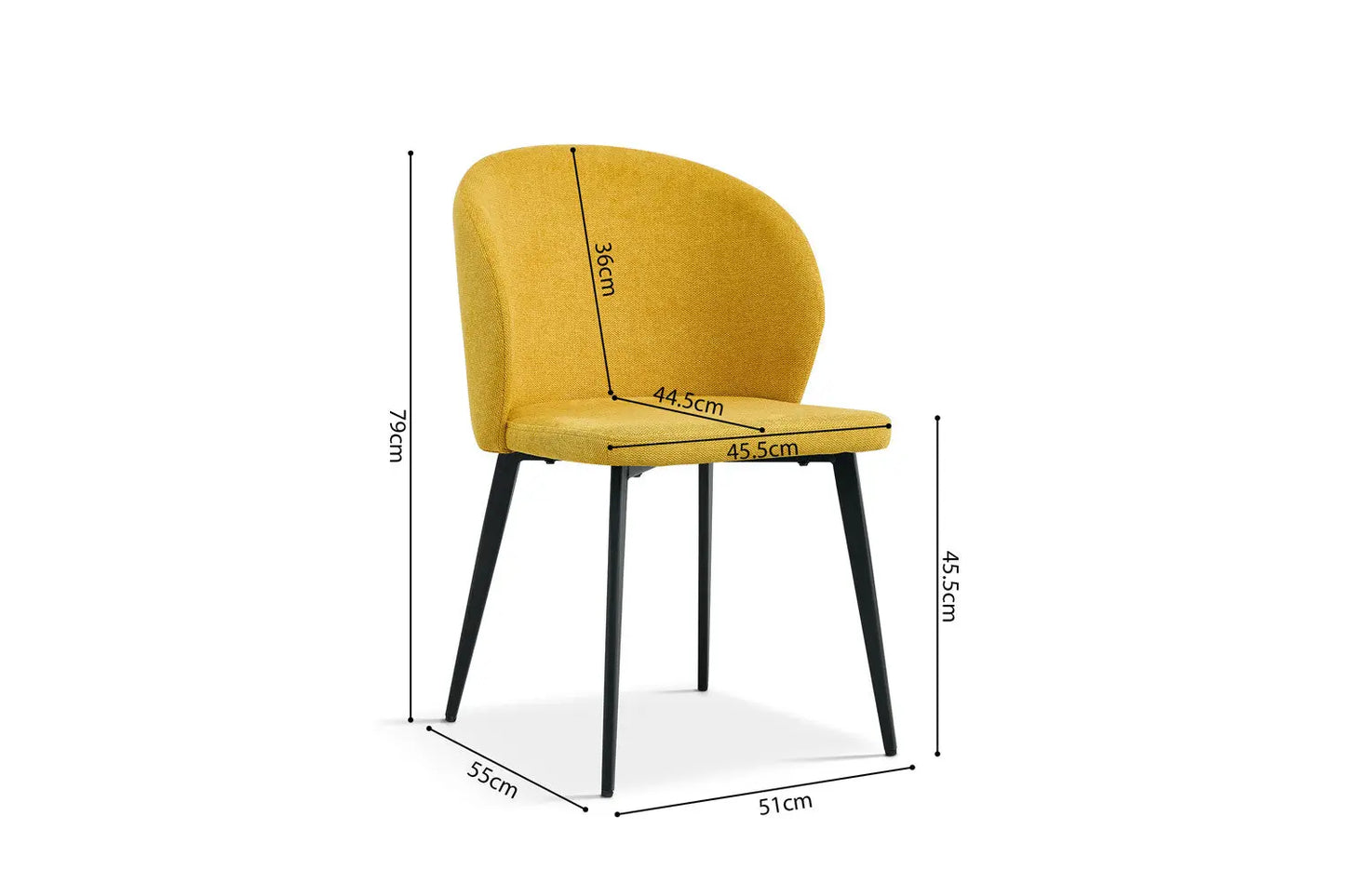 TINA - Chaise de Salle à Manger - 51 x 55 cm - Jaune ROUSSEAU