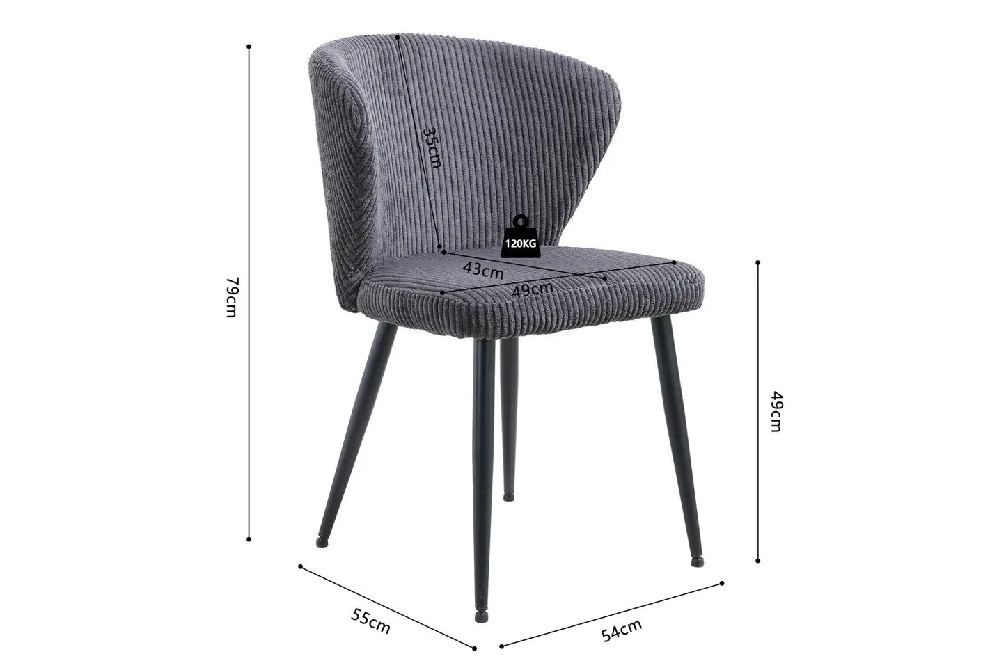 TONYO - Chaise de Salle à Manger - 54 x 55 cm - Gris ROUSSEAU