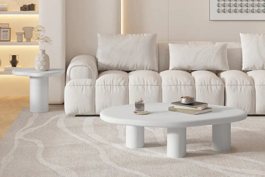 Table Basse Effet Ciment Ecru TAVINA - 58 cm ROUSSEAU