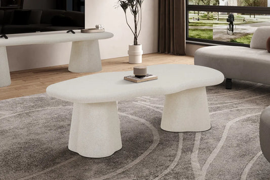 Table Basse Effet Ciment FARY Ciment Beige - 130 cm ROUSSEAU