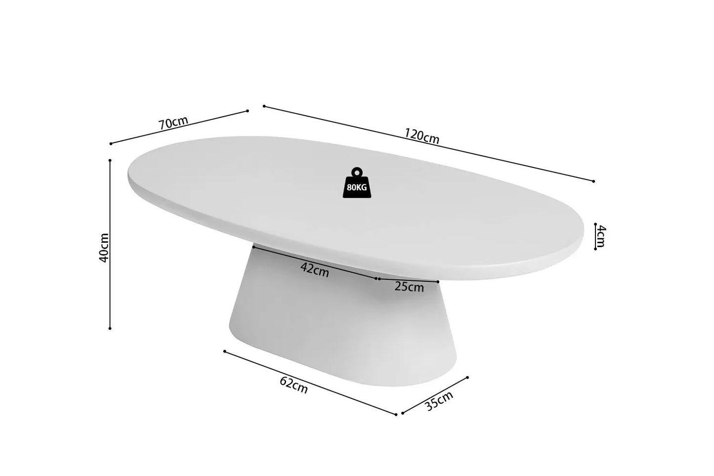 Table Basse Ovale Effet Ciment Ecru TAVINA - 120 cm ROUSSEAU
