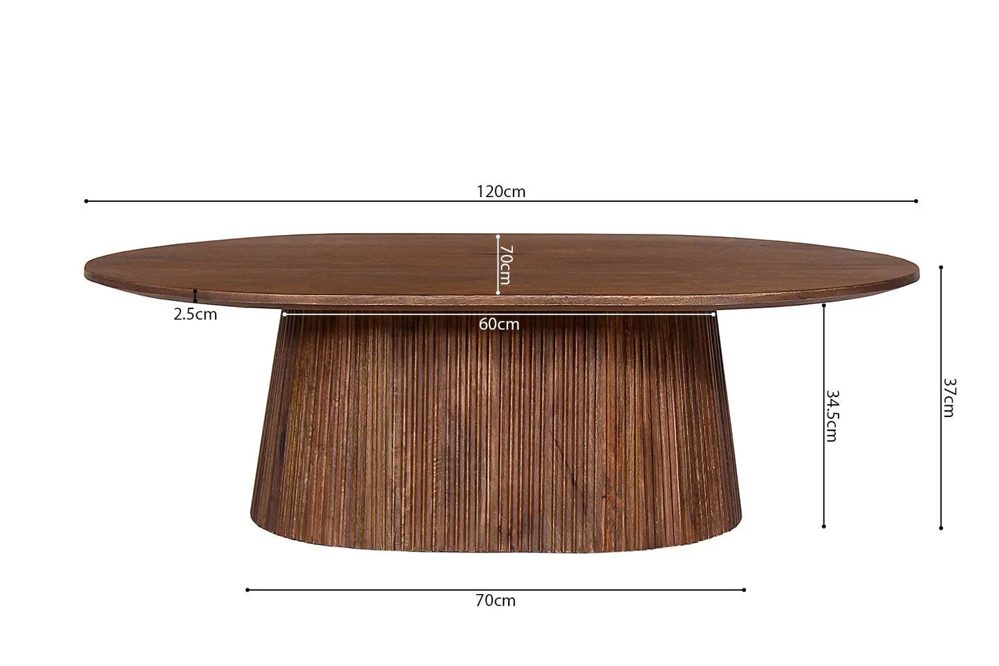 Table Basse Ovale MAYGA en Manguier Brun Foncé - 120 cm ROUSSEAU