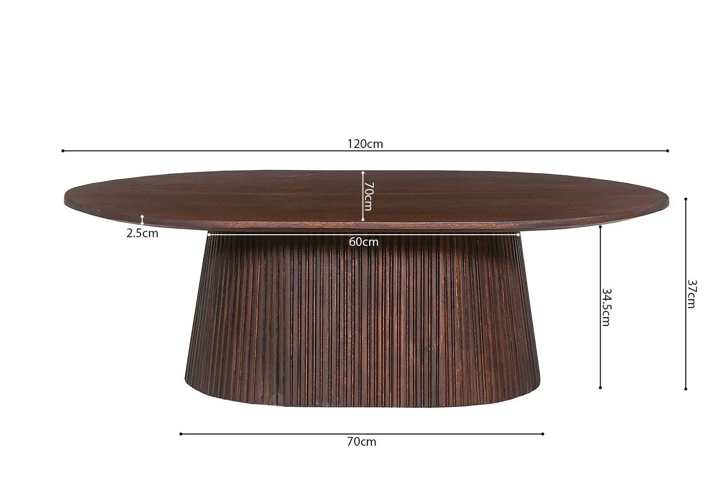 Table Basse Ovale MAYGA en Manguier Brun Foncé - 120 cm ROUSSEAU