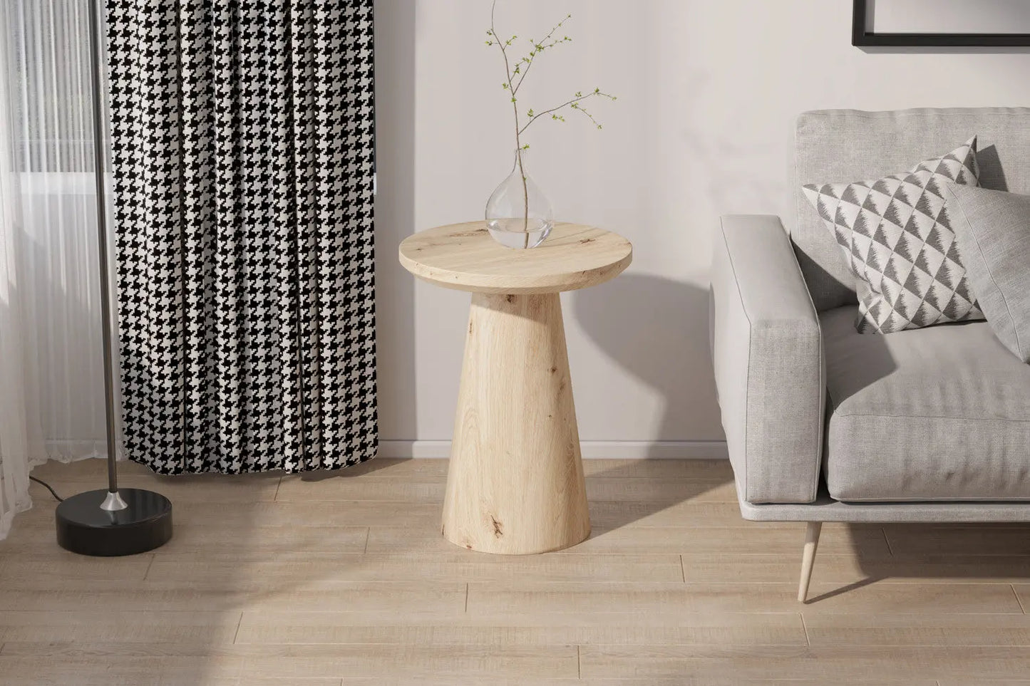 Table Basse Ronde Effet Chêne Vieilli LUKA - 45 cm ROUSSEAU