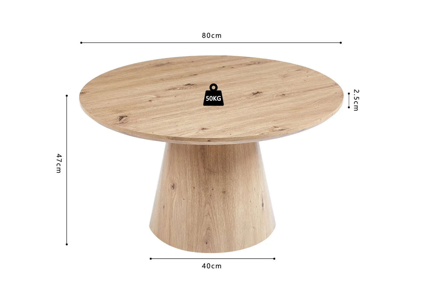 Table Basse Ronde Effet Chêne Vieilli LUKA - 80 cm ROUSSEAU