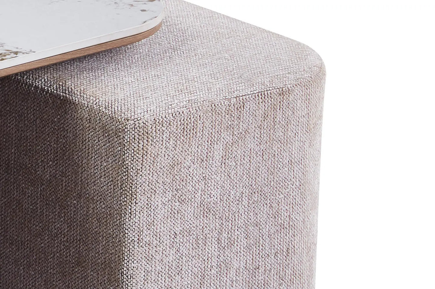 Table Basse avec 4 Poufs en Tissu Pierre Brillante AVORA - 80 x 80 cm TIKOYA