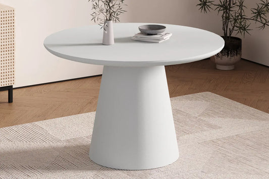 Table Ronde Effet Ciment Blanc TAVINA - 120 cm ROUSSEAU
