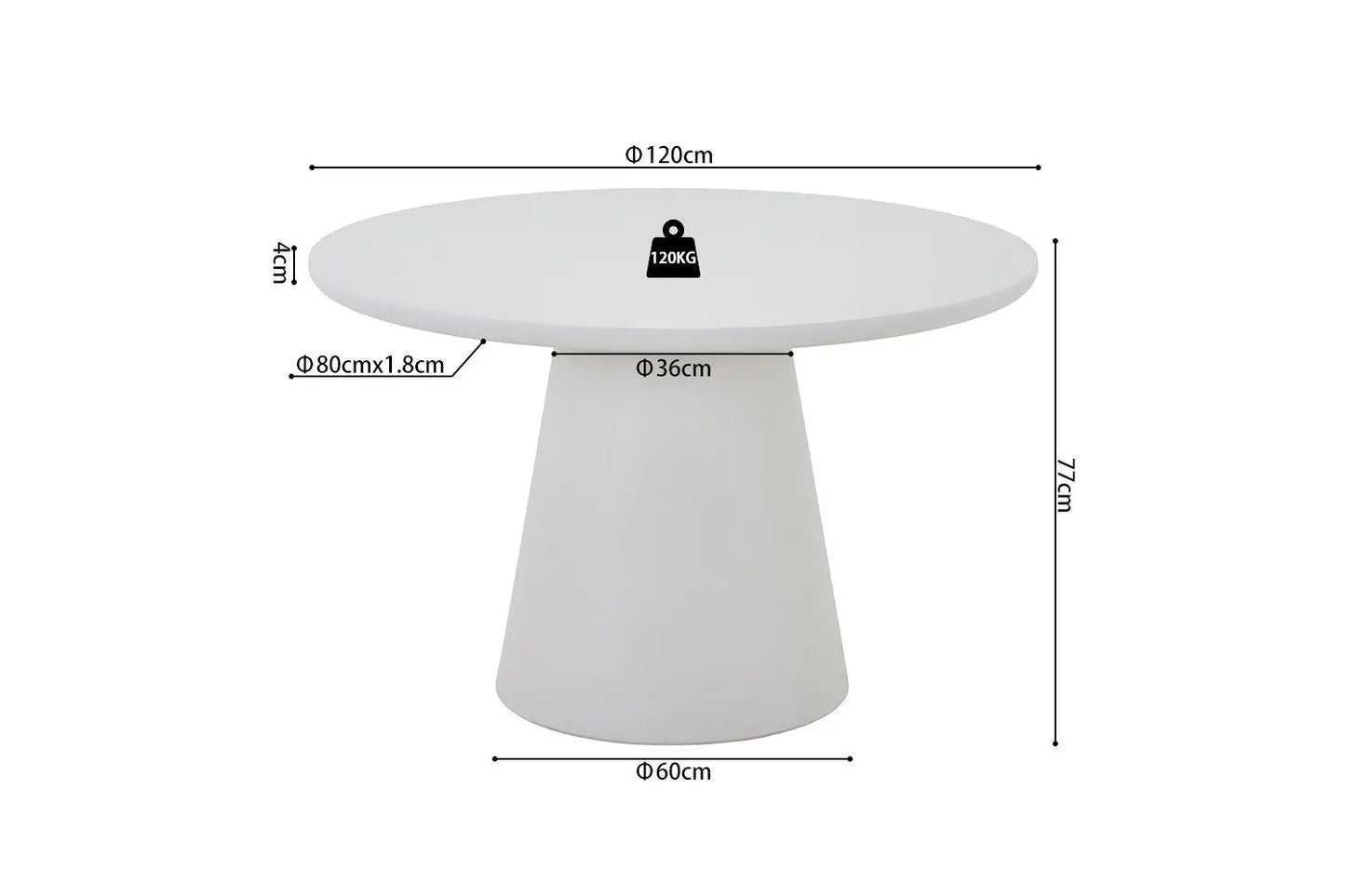 Table Ronde Effet Ciment Blanc TAVINA - 120 cm ROUSSEAU