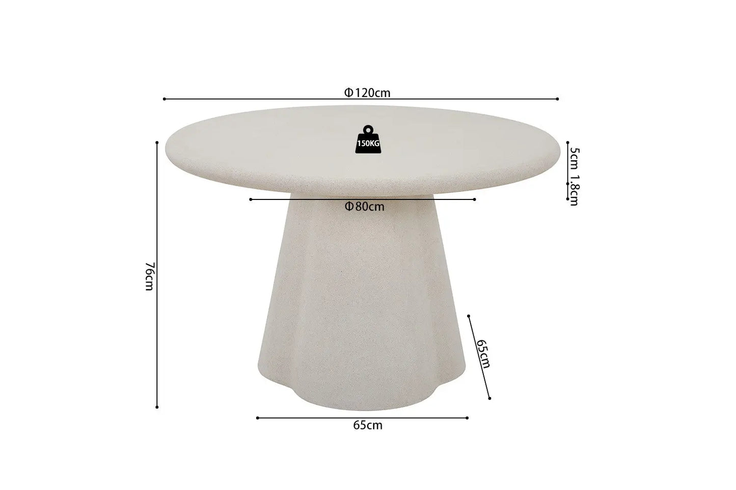Table Ronde Effet Ciment FARY - 120 cm ROUSSEAU