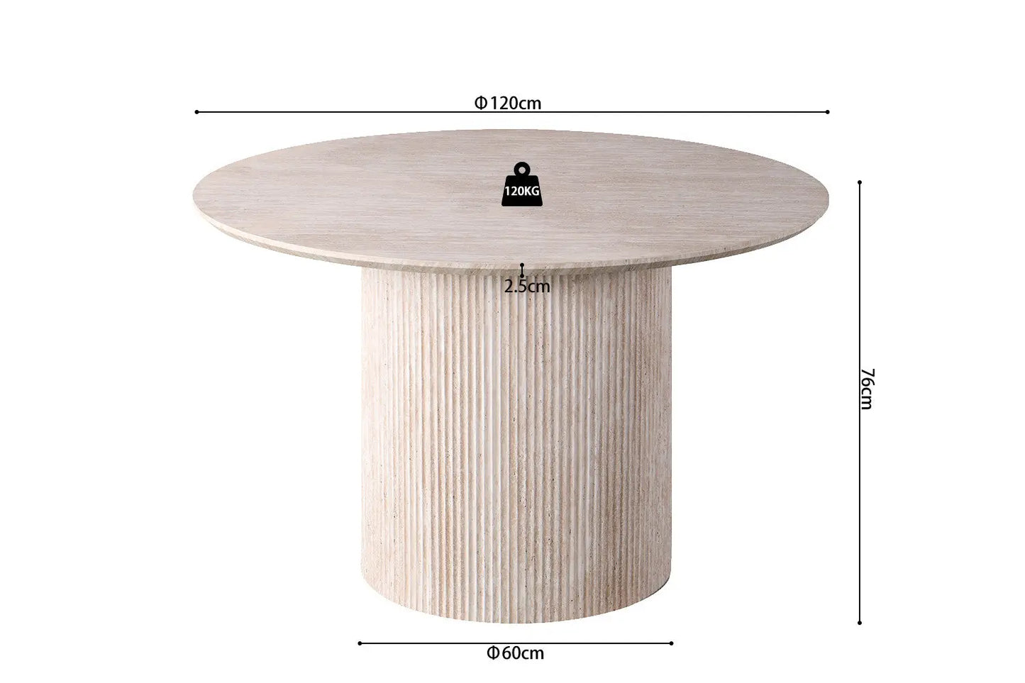 Table Ronde LYANE Effet Travertin Beige - 120 cm ROUSSEAU