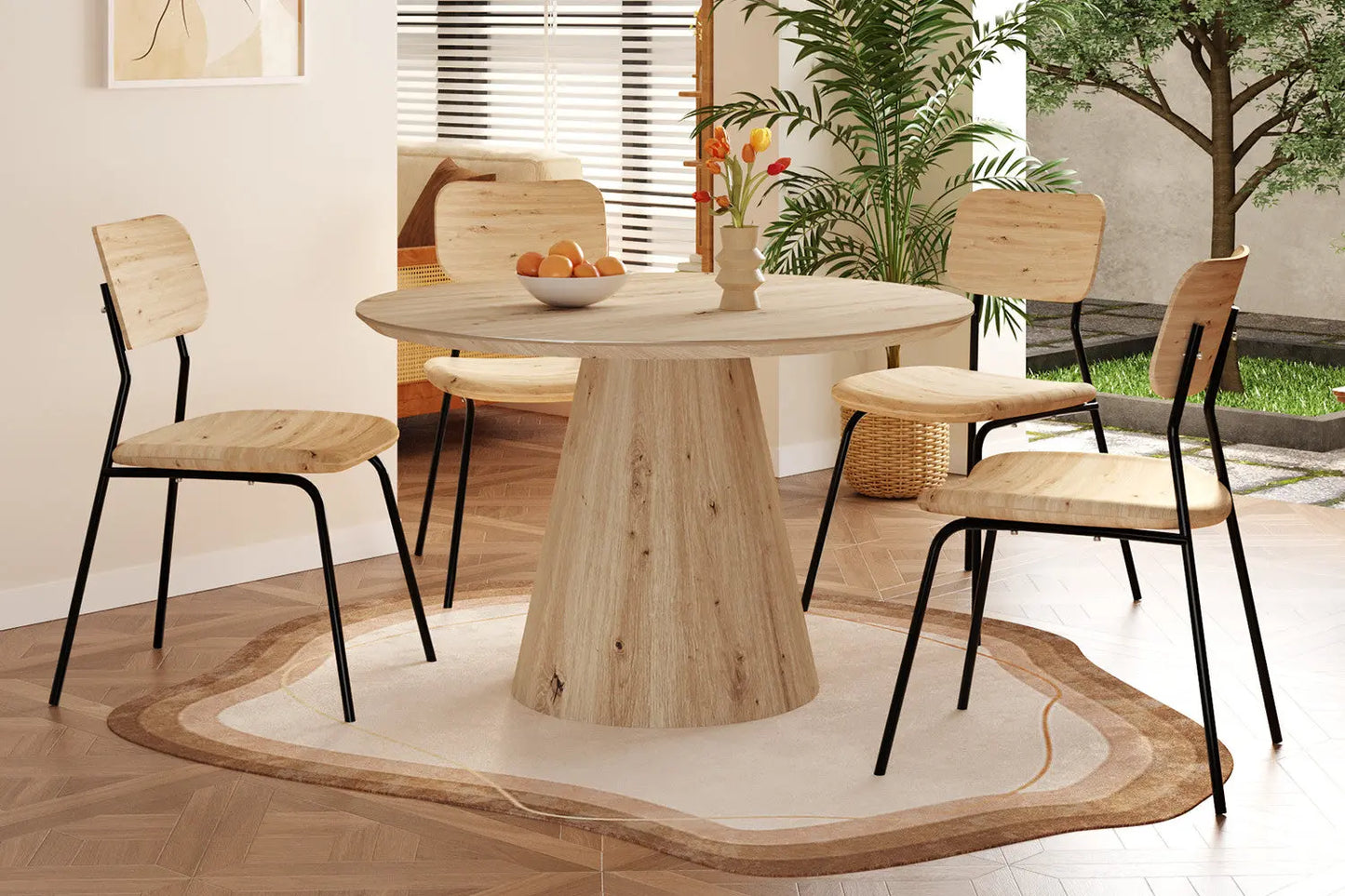 Table Ronde TIGA en Effet Chêne vieilli 120 cm ROUSSEAU