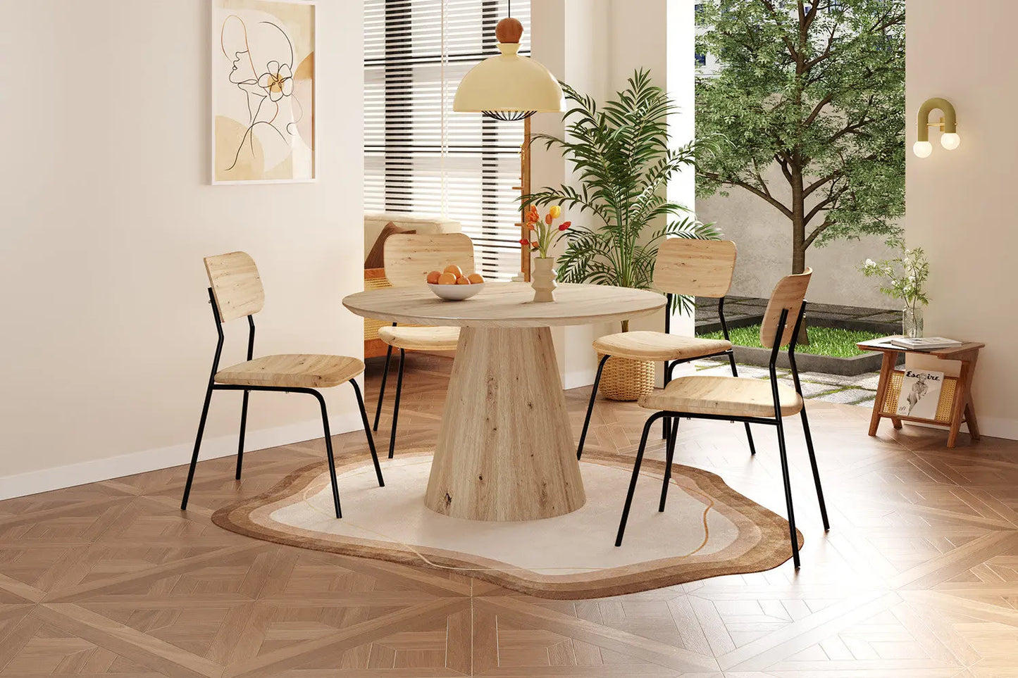 Table Ronde TIGA en Effet Chêne vieilli 120 cm ROUSSEAU