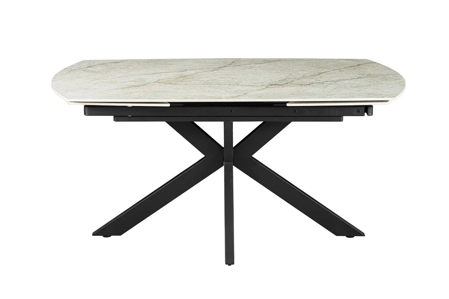 Table à Manger Extensible ARYA Ovale Danoise Brillant Pierre Beige - de 160 à 240 cm ROUSSEAU