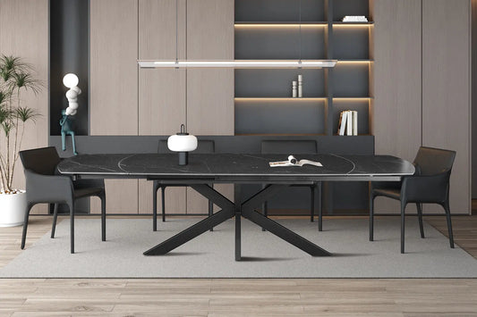 Table à Manger Extensible ARYA Ovale Danoise Pierre Noir - de 160 à 240 cm ROUSSEAU