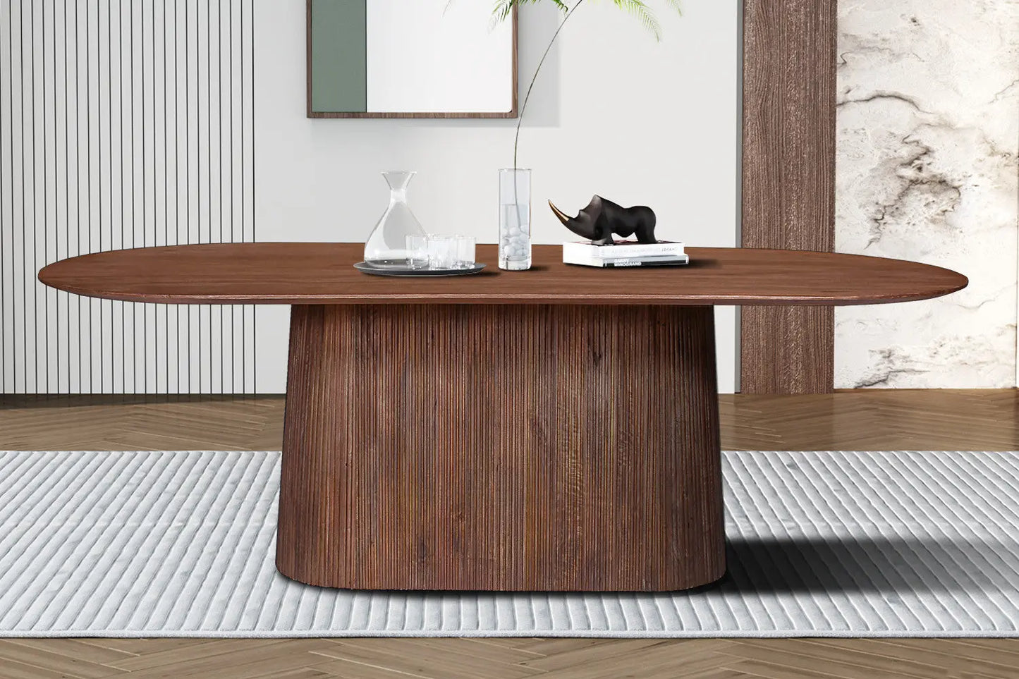 Table à Manger Ovale MAYGA en Manguier Brun Clair - 230 cm ROUSSEAU