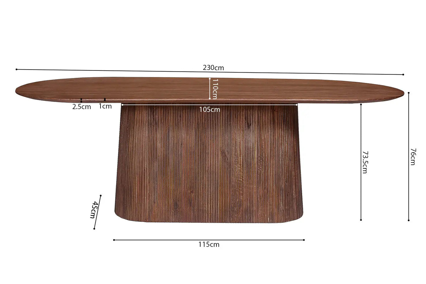 Table à Manger Ovale MAYGA en Manguier Brun Clair - 230 cm ROUSSEAU