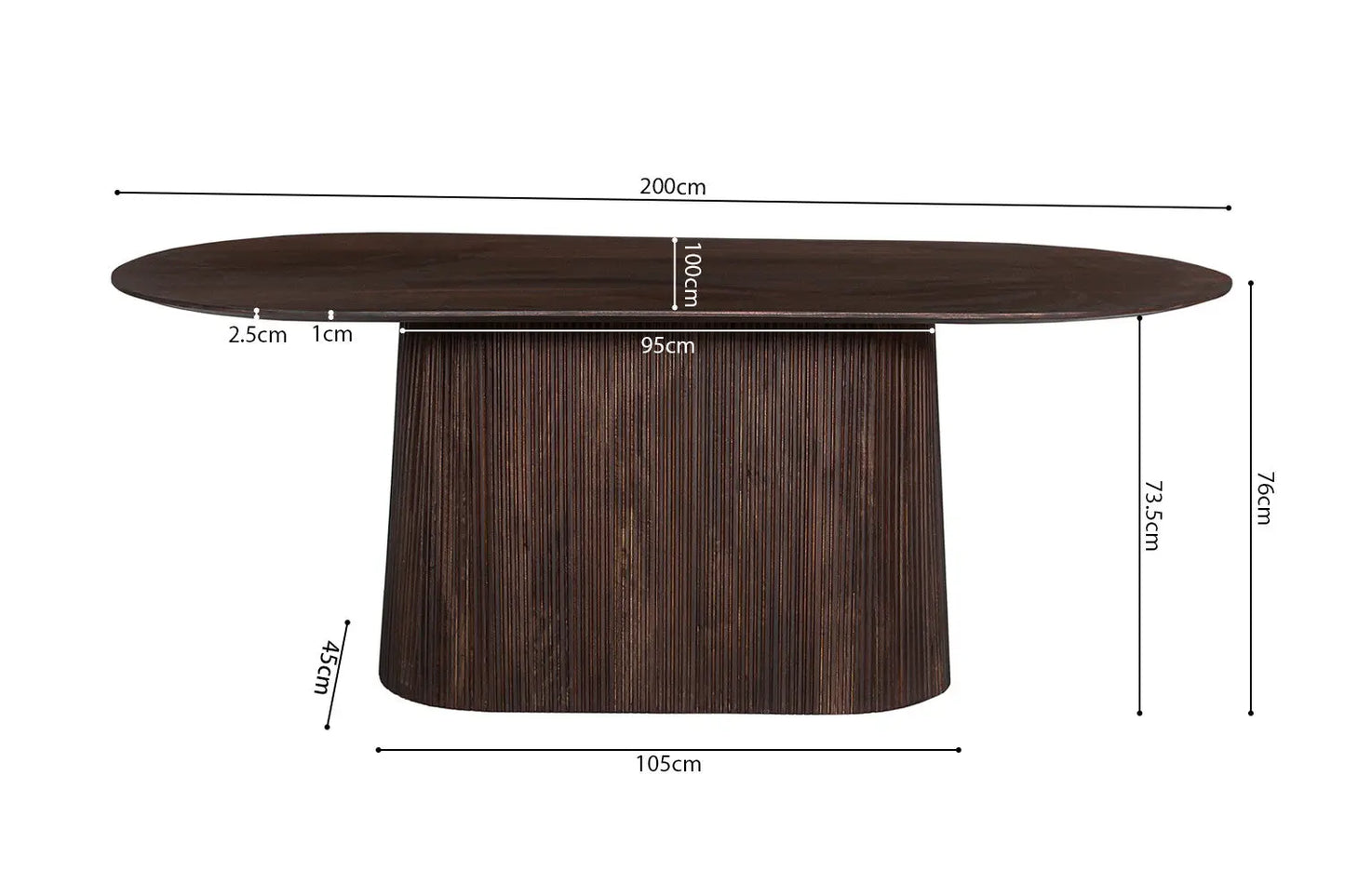 Table à Manger Ovale MAYGA en Manguier Brun Foncé - 200 cm ROUSSEAU