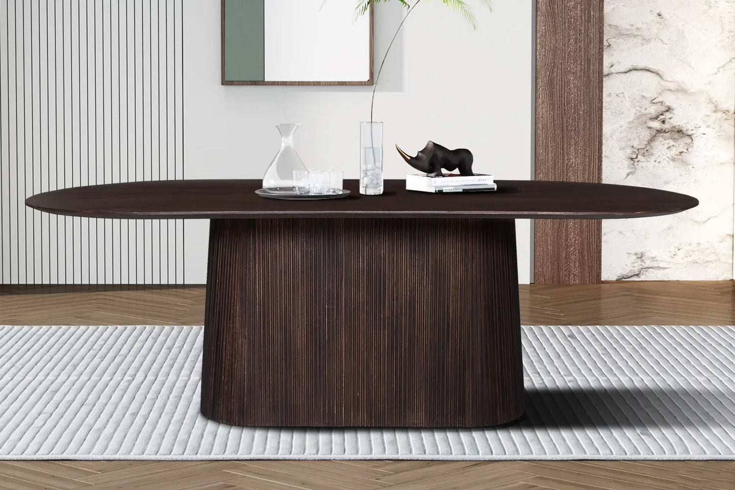 Table à Manger Ovale MAYGA en Manguier Brun Foncé - 230 cm ROUSSEAU