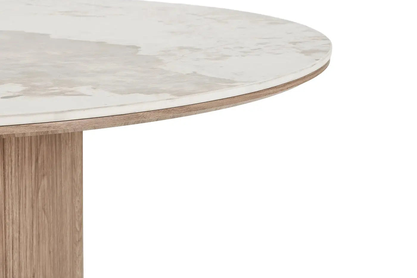 Table à Manger Ronde ATHENS en plateau en céramique, blanc, marron foncé - 120 cm HOUSE NORDIC