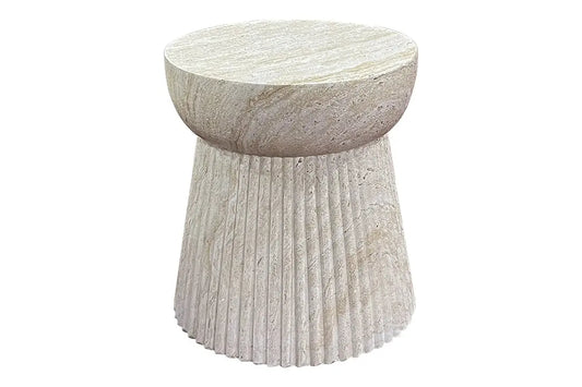 Table d'Appoint en Fibre de Verre avec Motif Rainuré BONN - 37x43cm HOUSE NORDIC