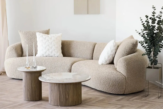 Table basse ATHENS avec un plateau en céramique, blanc et marron foncé - 80x40 cm HOUSE NORDIC