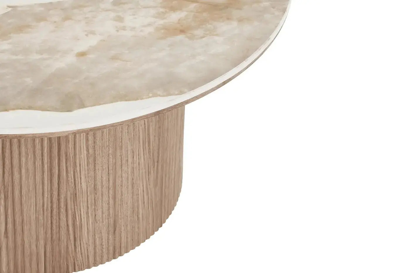 Table basse ATHENS avec un plateau en céramique, blanc et marron foncé - 80x40 cm HOUSE NORDIC