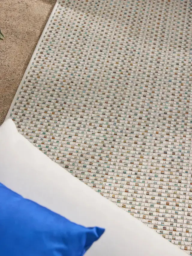 Tapis d'Intérieur et d'Extérieur en Polypropylène AGRA Crème / Bleu BENUTA