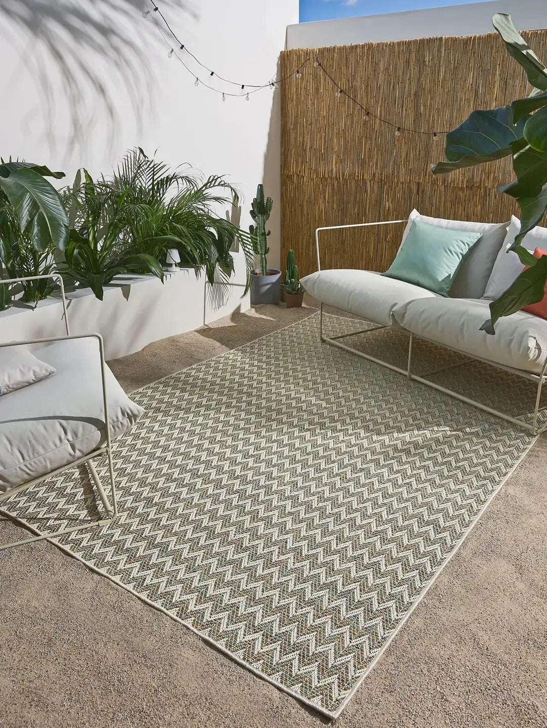 Tapis d'Intérieur et d'Extérieur en Polypropylène AGRA Crème / Bleu (Copie) BENUTA