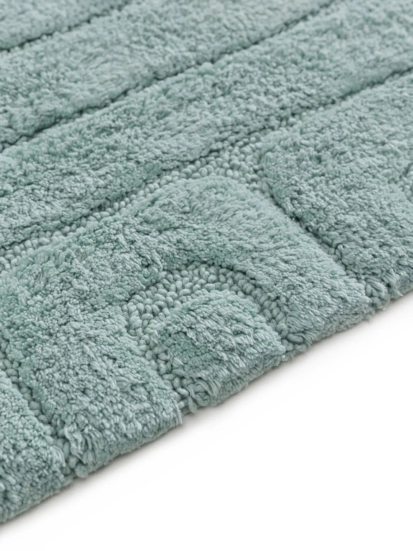 Tapis de bain 100% Coton tufté à la main DAN Bleu BENUTA