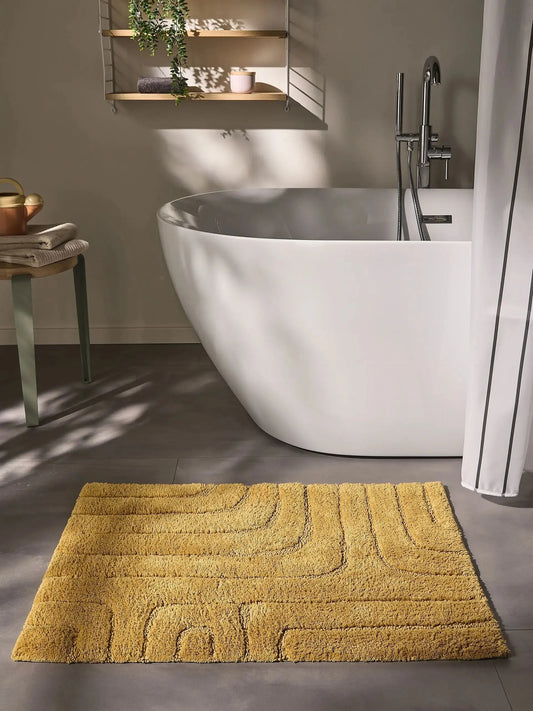 Tapis de bain 100% Coton tufté à la main DAN Jaune BENUTA
