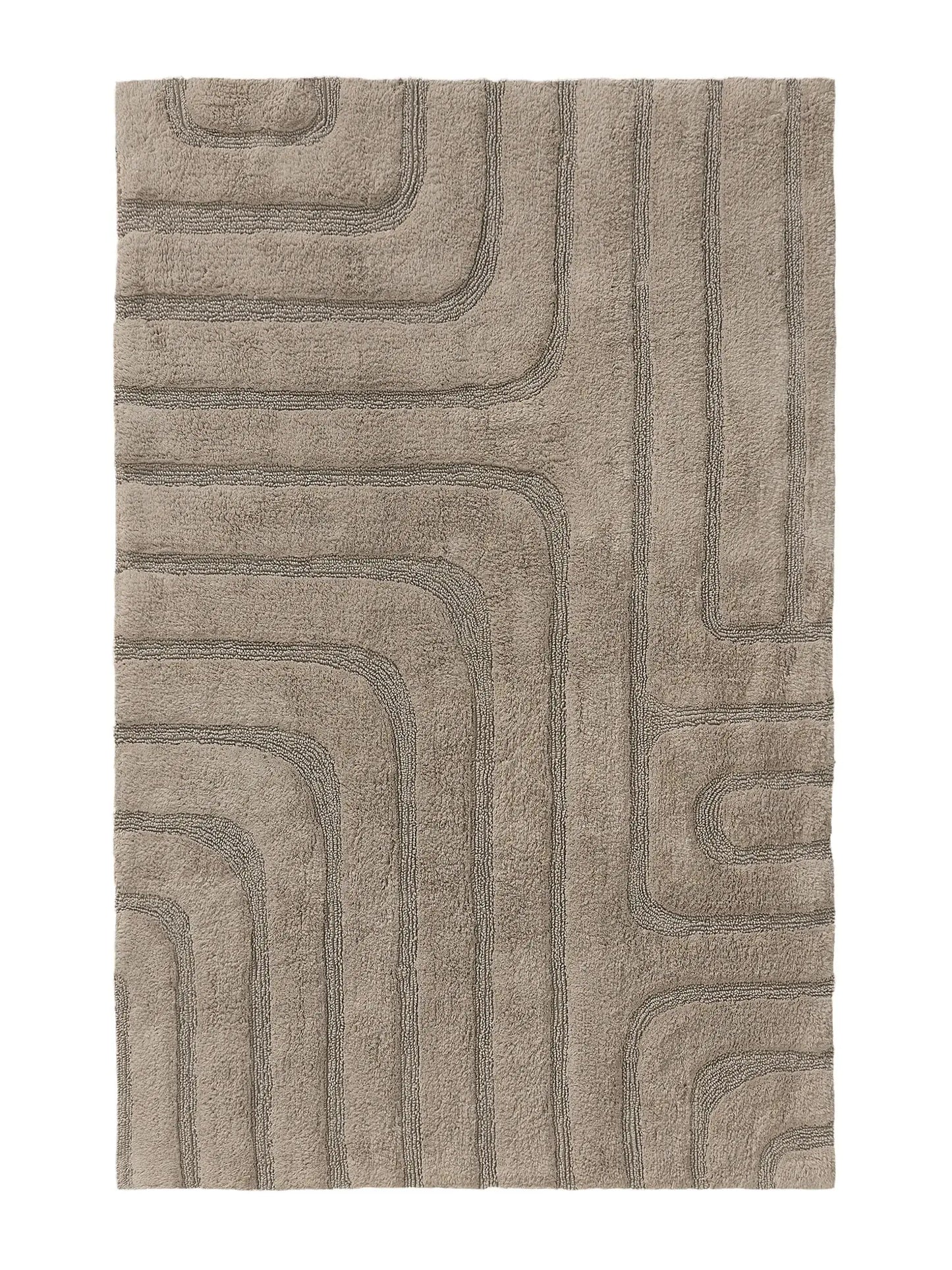 Tapis de bain 100% Coton tufté à la main DAN Taupe BENUTA