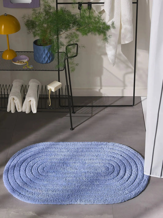 Tapis de bain 100% Coton tufté à la main NIA Bleu BENUTA