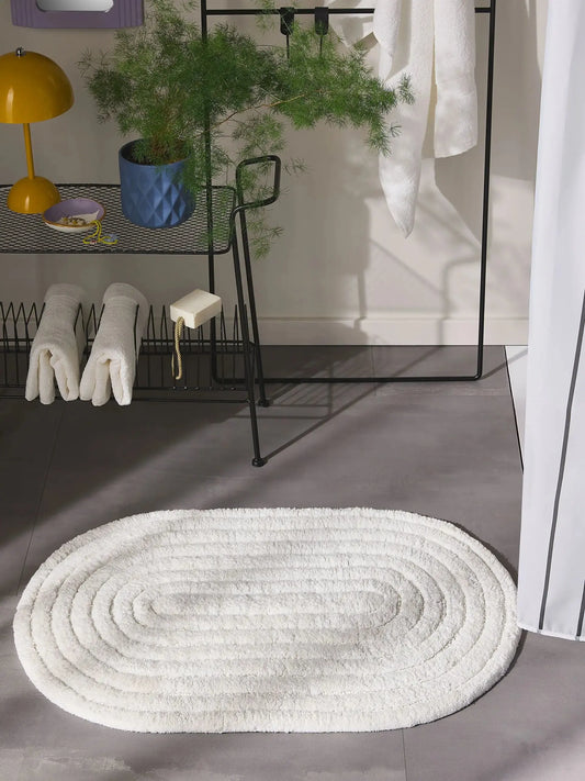 Tapis de bain 100% Coton tufté à la main NIA Crème BENUTA