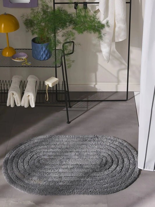 Tapis de bain 100% Coton tufté à la main NIA Gris Foncé BENUTA