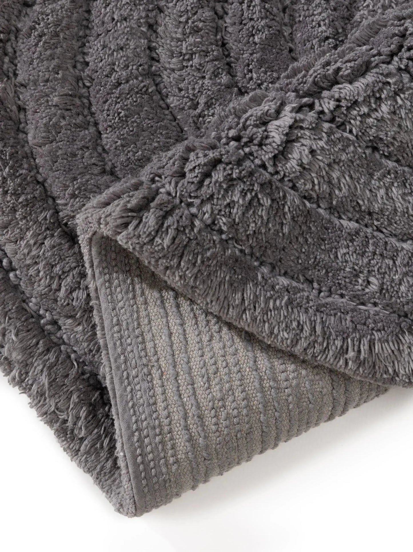 Tapis de bain 100% Coton tufté à la main NIA Gris Foncé BENUTA